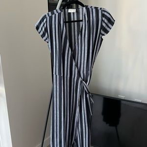 Aritzia Wilfred Striped Midi Wrap Dress